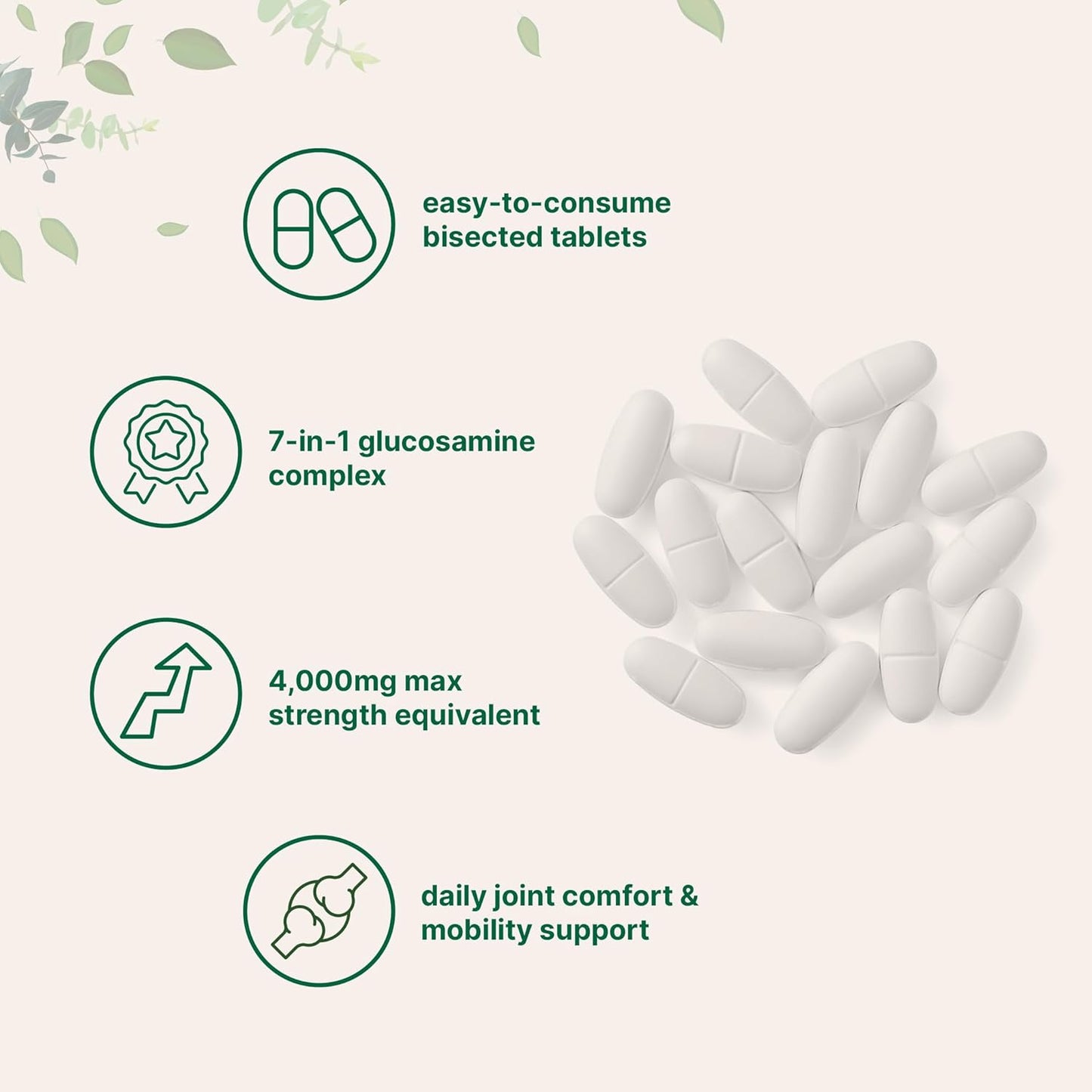 Glucosamina Condroitina MSM y Cúrcuma, Equivalente a 4000 mg, 300 Comprimidos Bisecados | Apoyo para la Salud y Movilidad Articular para Mujeres y Hombres | Fórmula 7 en 1 con Boswellia, Ácido Hialurónico y Complejo de Colágeno