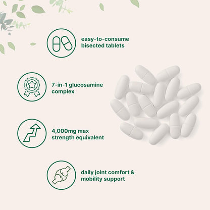 Glucosamina Condroitina MSM y Cúrcuma, Equivalente a 4000 mg, 300 Comprimidos Bisecados | Apoyo para la Salud y Movilidad Articular para Mujeres y Hombres | Fórmula 7 en 1 con Boswellia, Ácido Hialurónico y Complejo de Colágeno