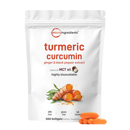 Suplemento de Cúrcuma con Curcumina, Pimienta Negra y Jengibre 3,000 mg, 60 cápsulas blandas con aceite MCT | 95% de curcuminoides | Alta absorción | Apoyo para la salud de las articulaciones para hombres y mujeres*