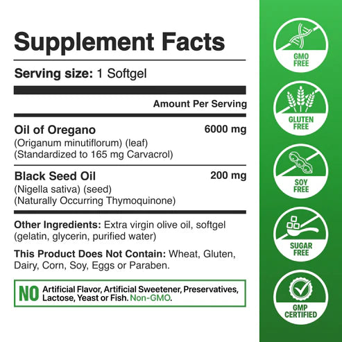 Oil Of Oregano (with Black Seed Oil for max protection & absorption)